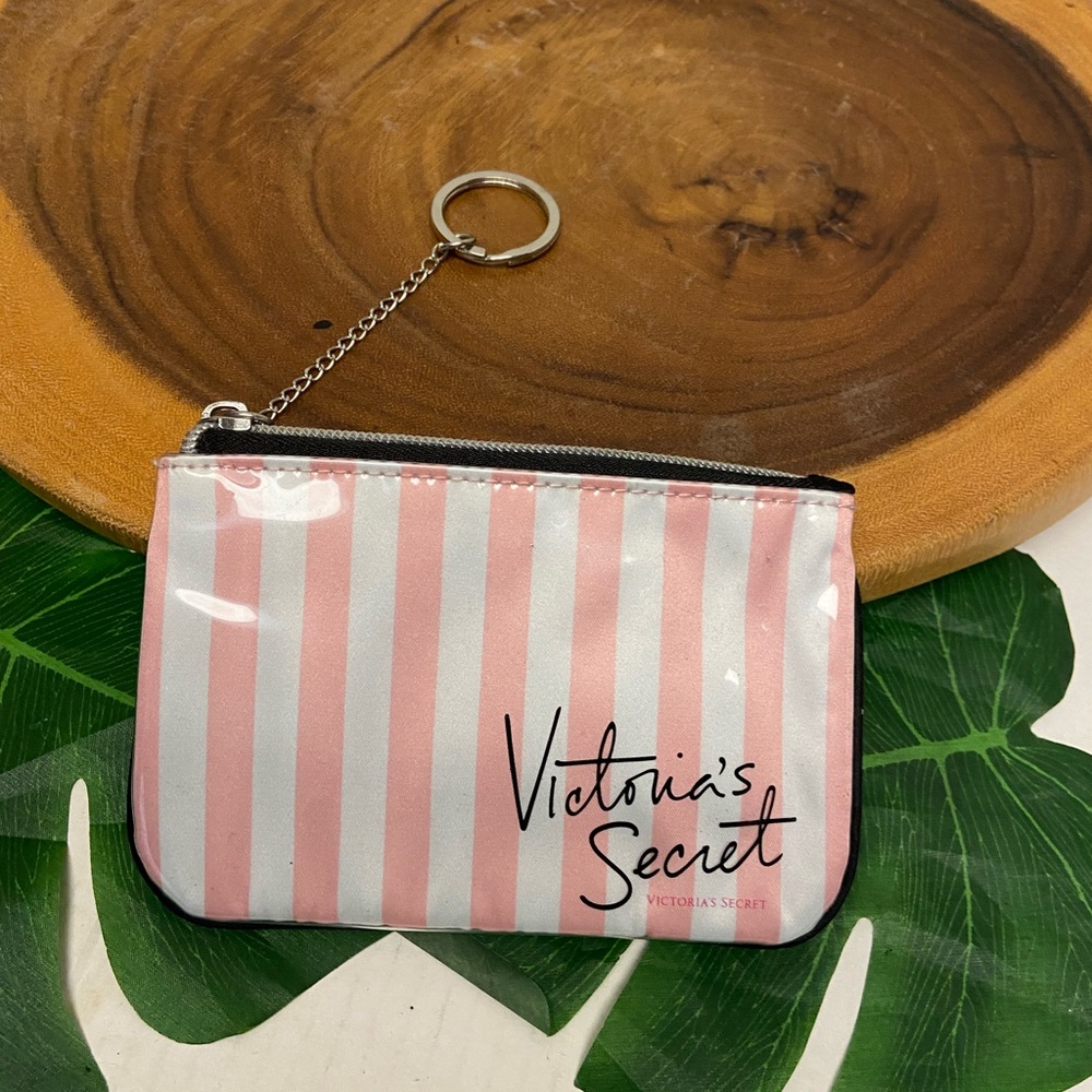 Victorias Secret Striped Coin Pouch Key Chain